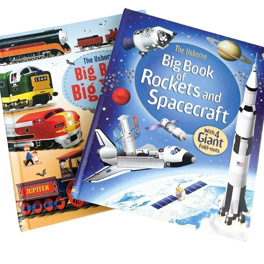 Kids Book -‎ Bundle of 2 Usborne, Big Book of Rockets & Spacecraft, Big Trains